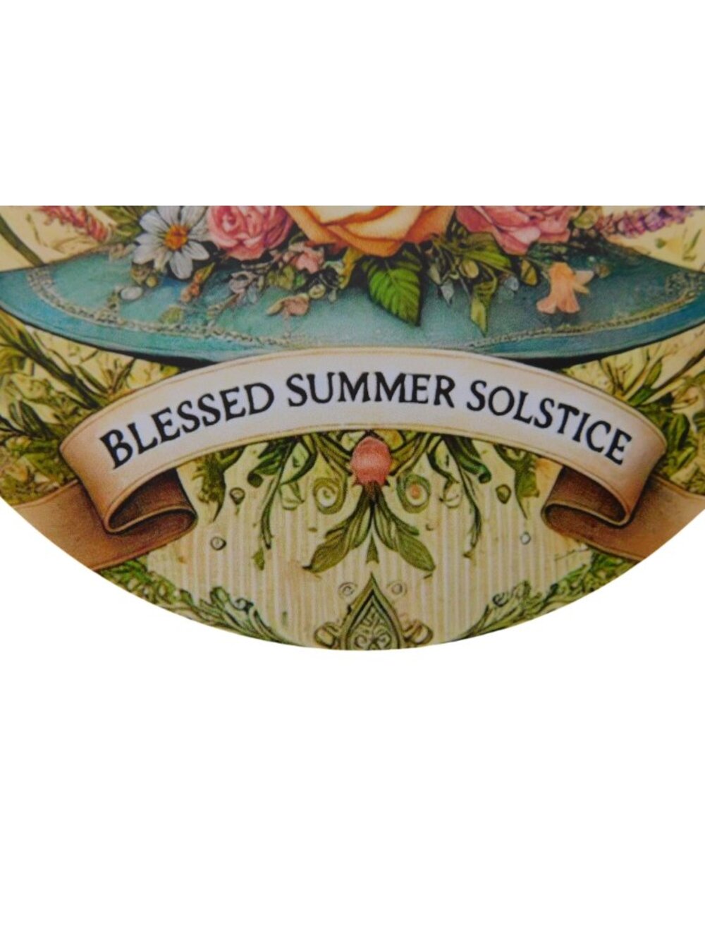 Blessed Summer Solstice Metal Tin Sign 8x8 Round Wall Decor With Floral Hat - Picture 7 of 10
